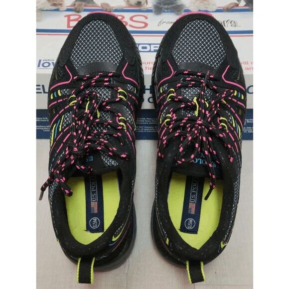 🇺🇸 US POLO ASSN Women’s Black Mesh Neon Pink Accent Athletic Sneakers SIZE 6.5 - Picture 13 of 15